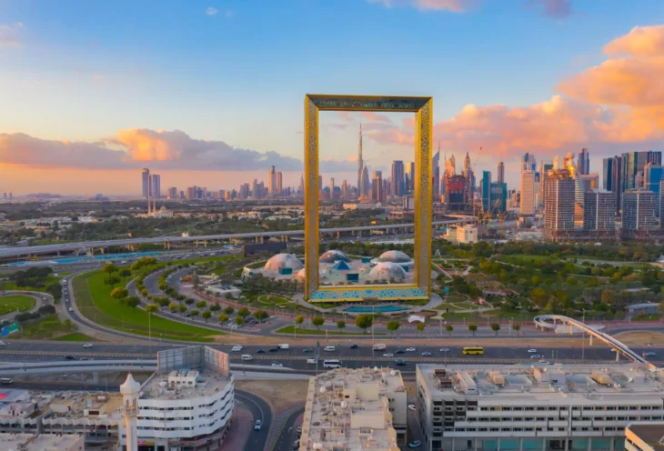aerial-view-buildings-city-sunset